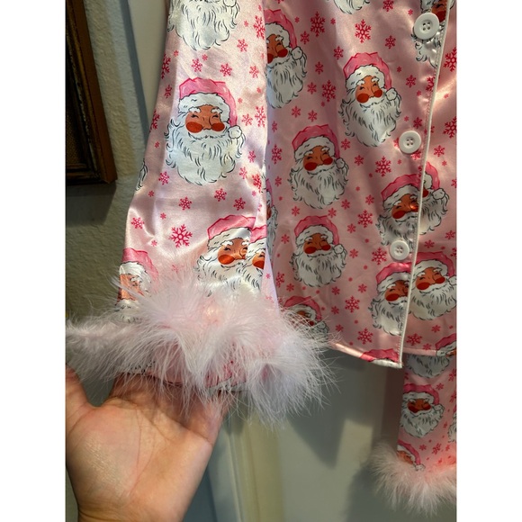 Pink Satiny Santa Pajamas - Picture 4 of 6